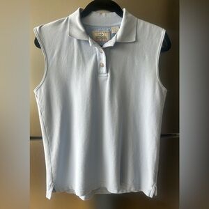 Vintage RedHead For Her Baby Blue Sleeveless Polo Shirt Cotton Golf Top